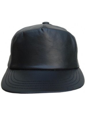 Leather Baseball Cap - Black