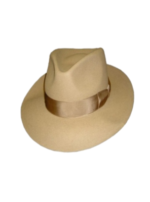 Low Crown Fedora Hat - Beige