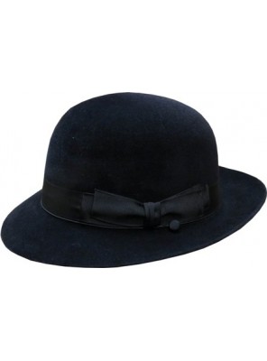 Open Crown Fedora Hat - Black