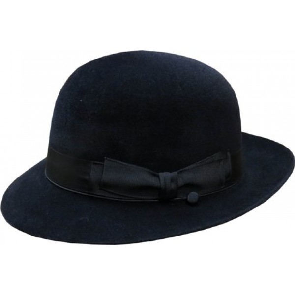 Open Crown Fedora Hat - Black