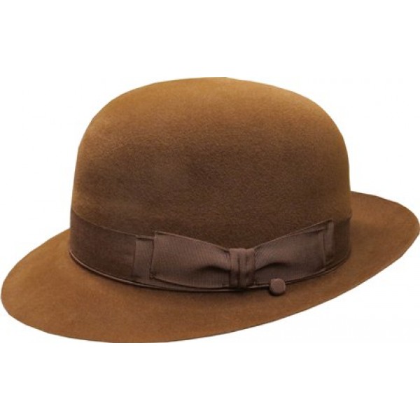 Open Crown Fedora Hat - Mid Brown